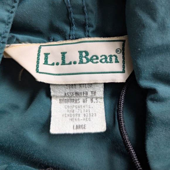 VTG L.L. Bean Men's Green Anorak Half-Zip Jacket Large 90s Outdoor Windbreaker - Picture 5 of 7